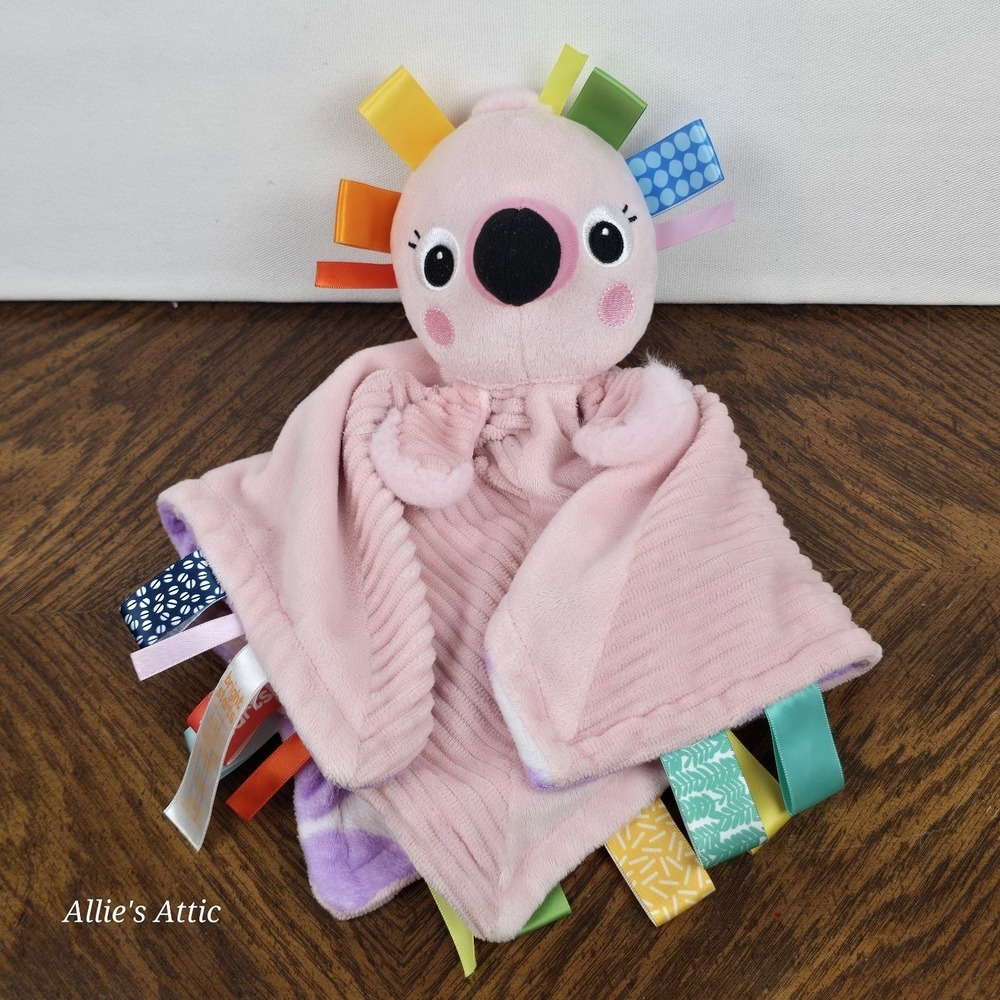 Bright Starts Flamingo Security Blanket Pink Plush Lovey Stuffed Animal Purple